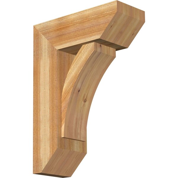 Ekena Millwork Thorton Slat Rough Sawn Bracket w/ Offset Brace, Western Red Cedar, 8"W x 20"D x 28"H BKT0806X20X28THR06RWR - main